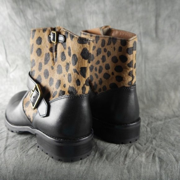 Marc Jacob MBMJ Classic Ankle Boot Size 38.5 $398 Black Leather/Animal Print Fur - Picture 5 of 7